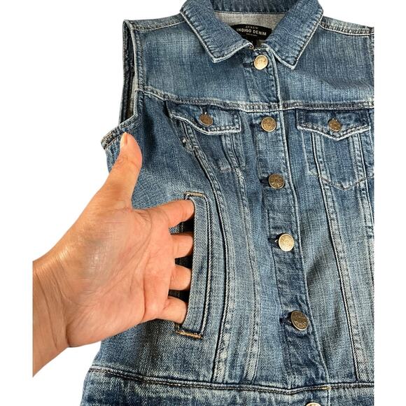 J.Crew Indigo Denim Vest Size S | Button Front Classic Jean Style Excellent - Picture 8 of 11